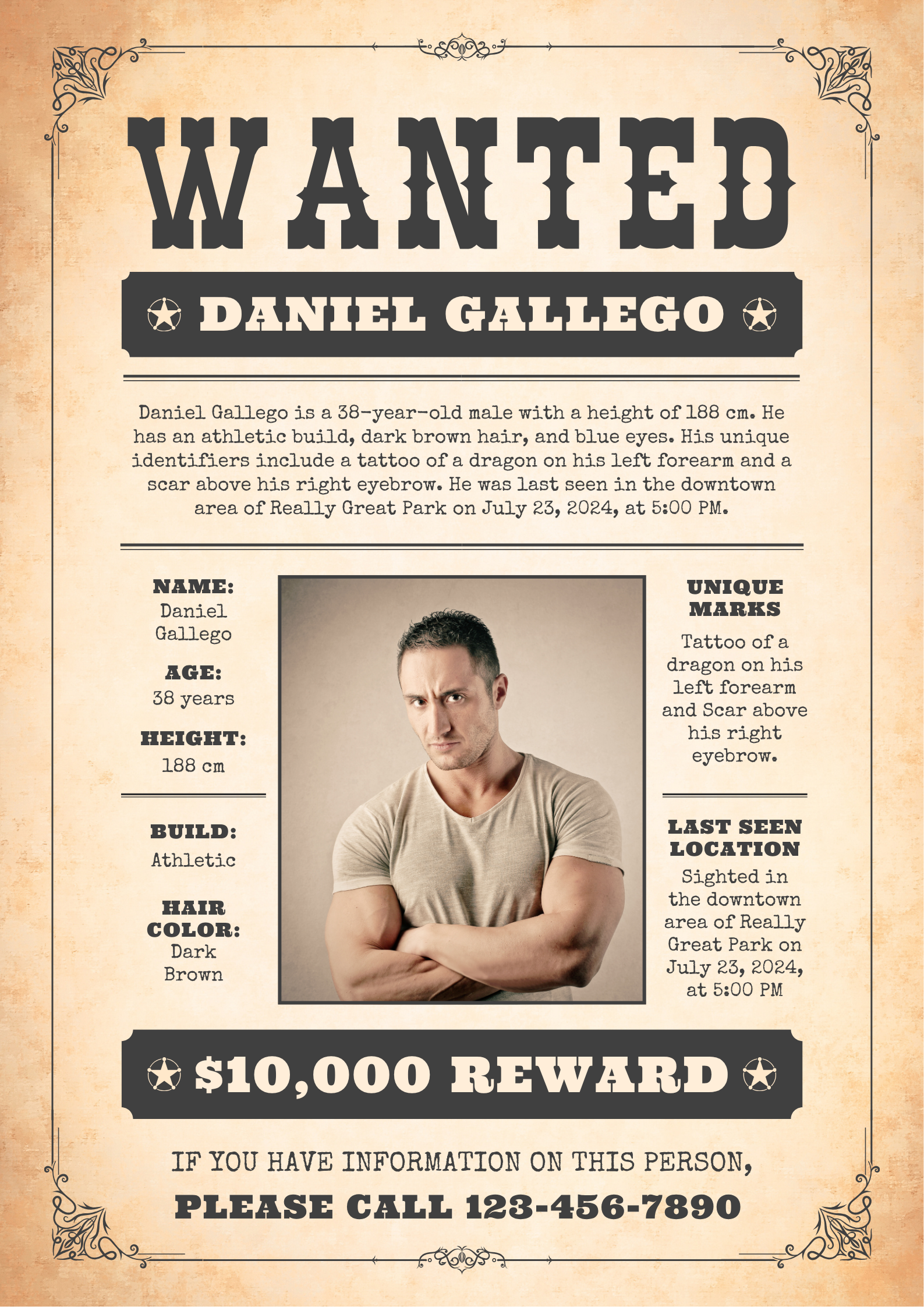 Black and Beige Vintage Criminal Wanted Poster