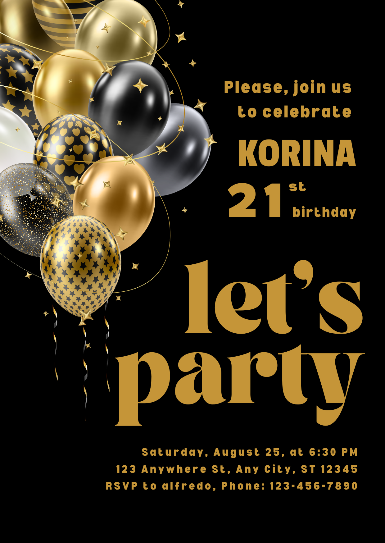 21st Birthday Invite Template - Downloadable to edit